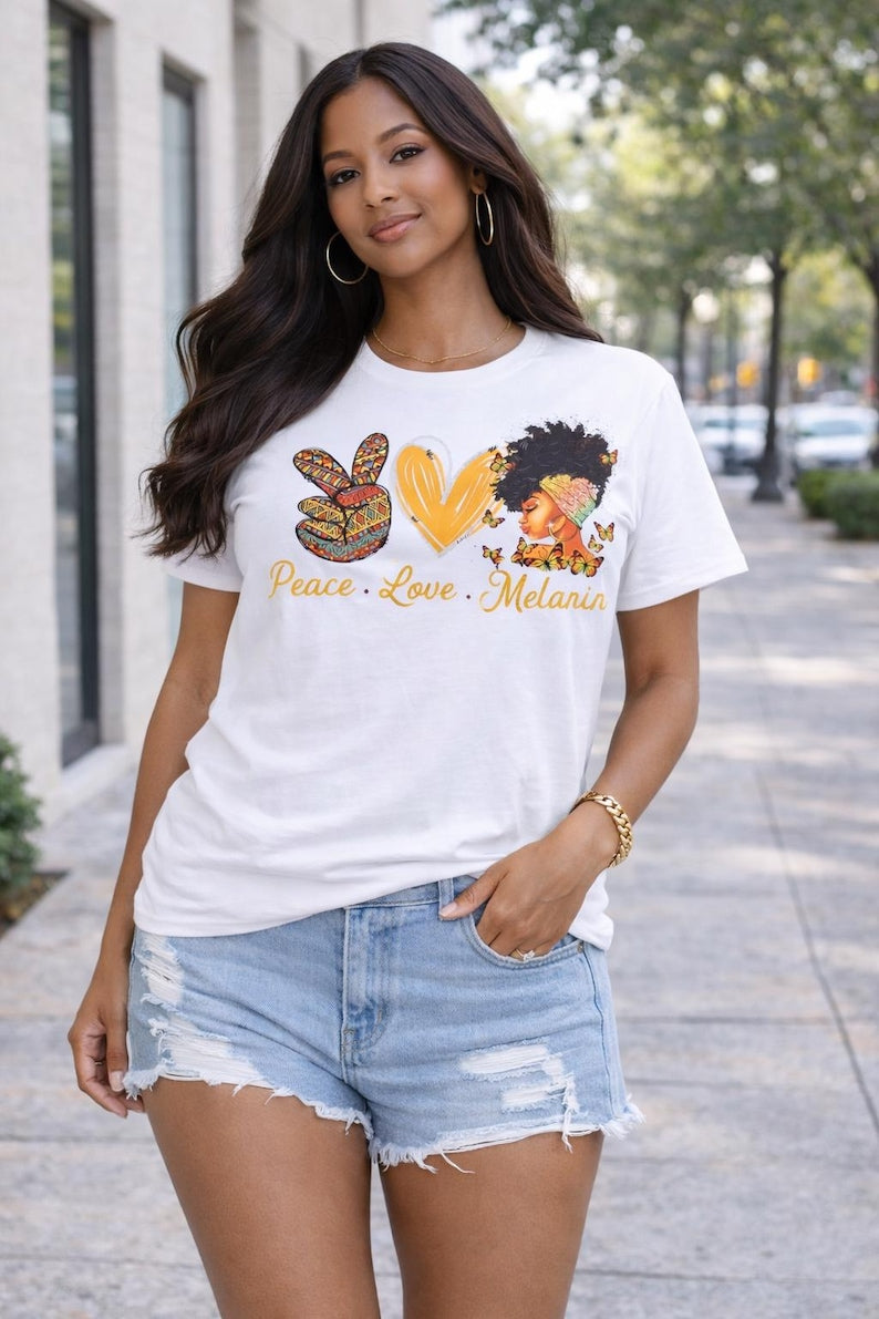Peace Love Melanin Women T-Shirt