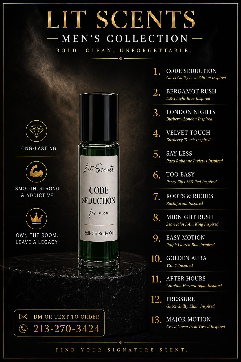 Men’s Luxury Bodyoils – Long Lasting Designer Inspired Fragrances | Lit Scents