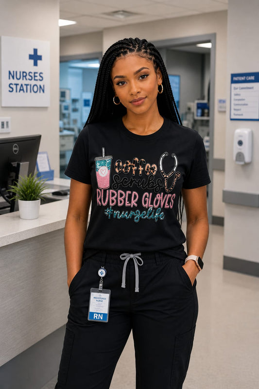 Coffee Scrubs Robber Gloves Women T-Shirt