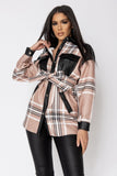 Beige Plaid Belted Jacket