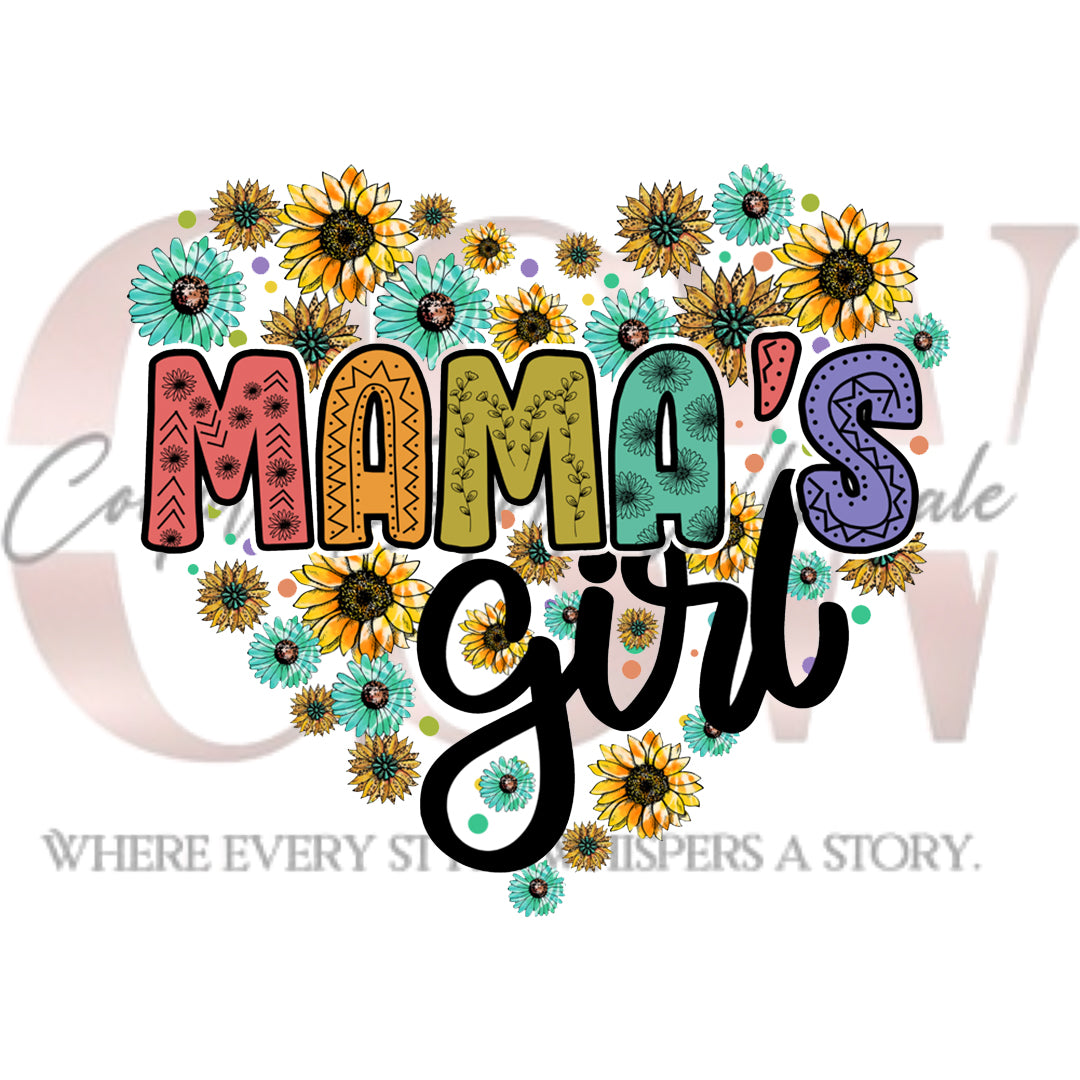 Mama's Girl Flower Heart, Heat Transfers