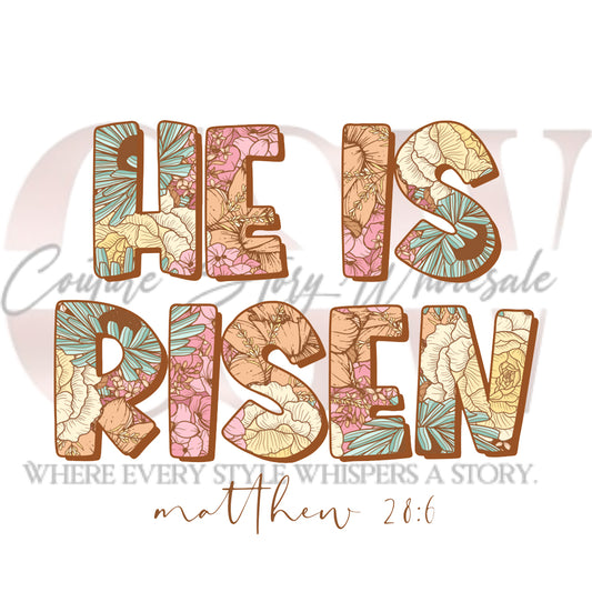 He Is Risen: Matthew 28:6 Heat Transfers