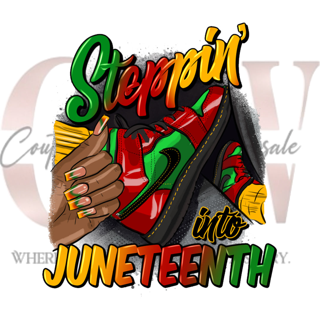steppin into juneteenth sneakers heat transfer
