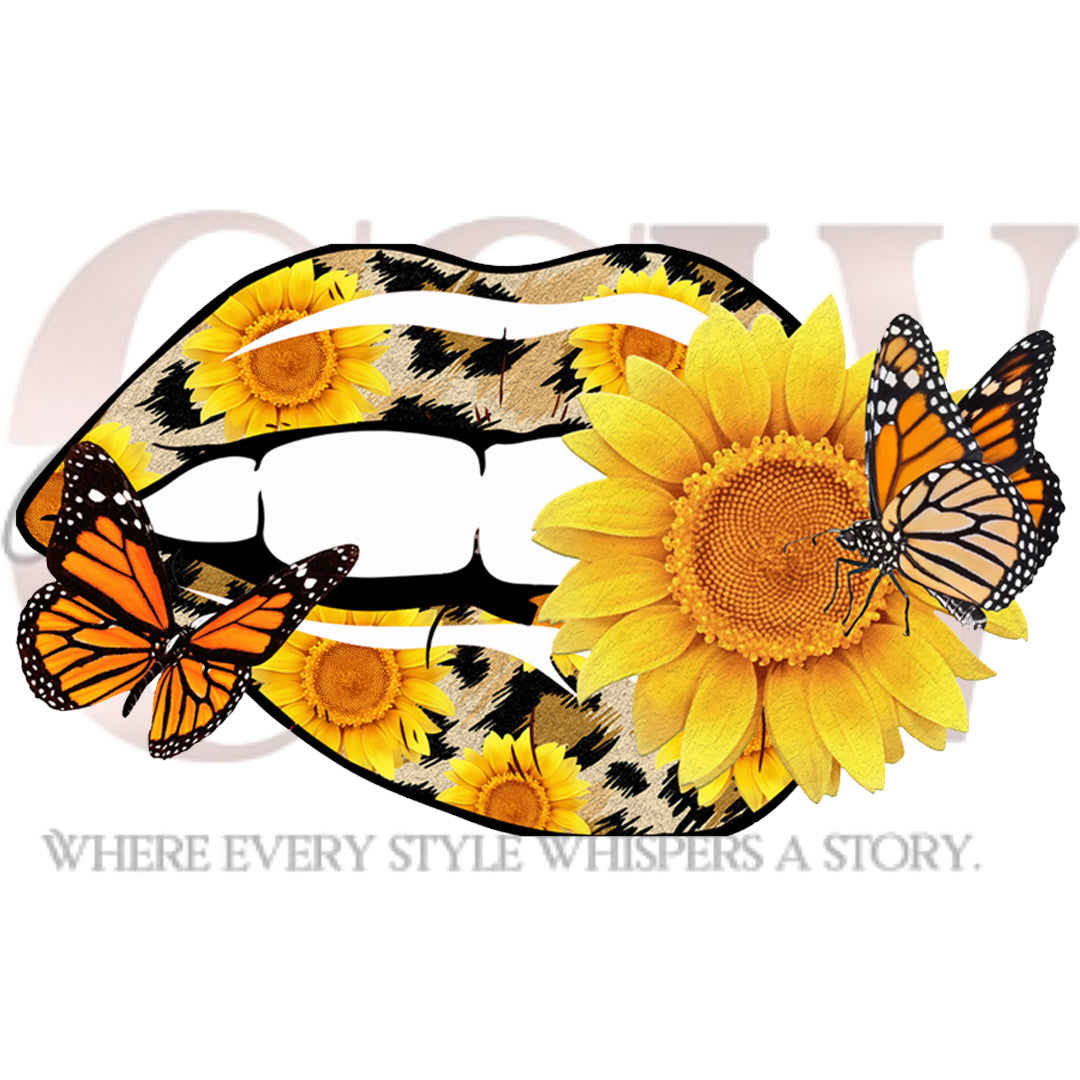 Sunflower Butterfly Lips, Heat Transfers