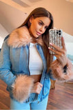 Faux Fur Lined Denim Jacket