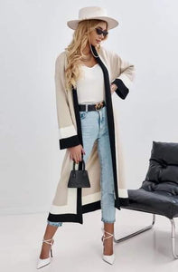 Colorblock Longline Cardigan (Ivory)