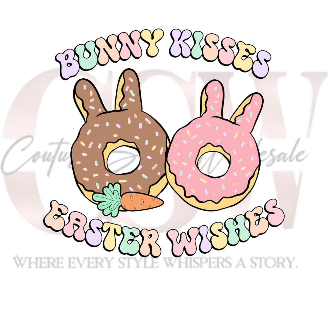 Bunny Kisses Easter Wishes Donuts, Heat Transfers