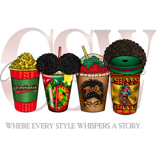 Juneteenth Afro-Cups, Heat Transfers