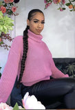 Pink Roll Neck Knit Sweater