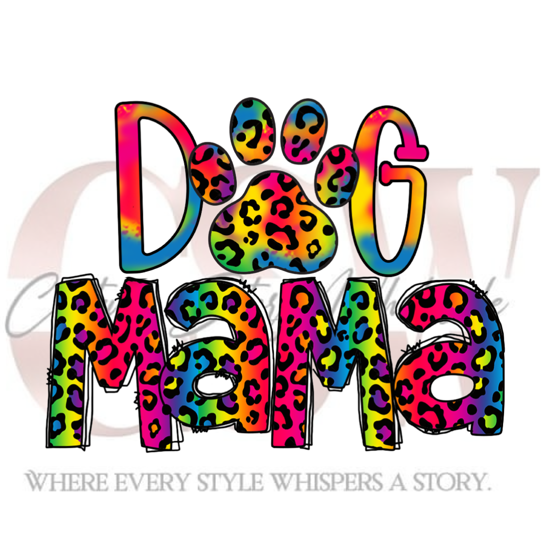 Tie Dye Leopard, Dog Mama, Heat Transfers