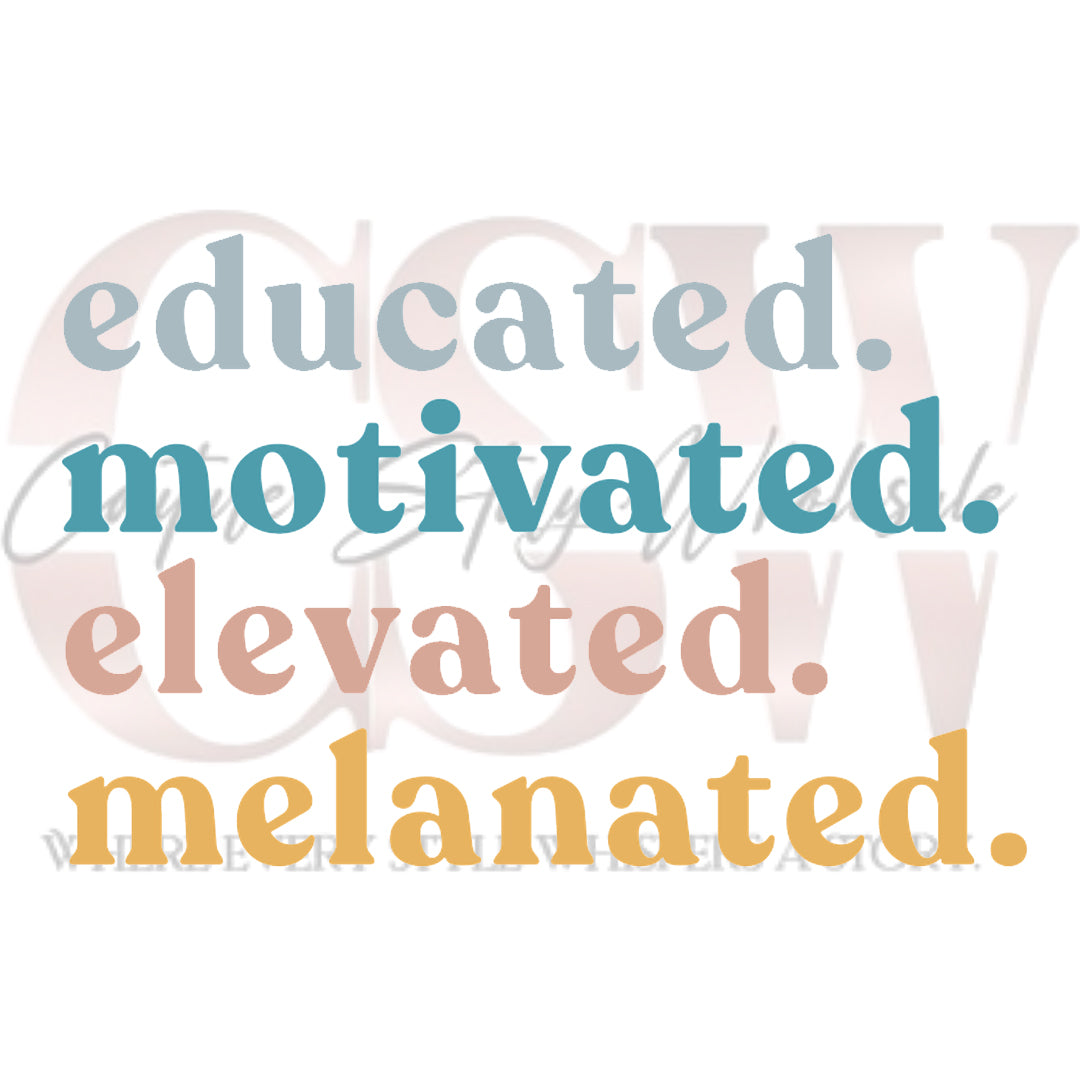 Educated, Motivated, Elevated, Melanated, Heat Transfers