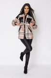 Beige Plaid Belted Jacket