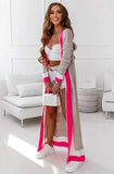 Color Block Longline Cardigan (Hot Pink)