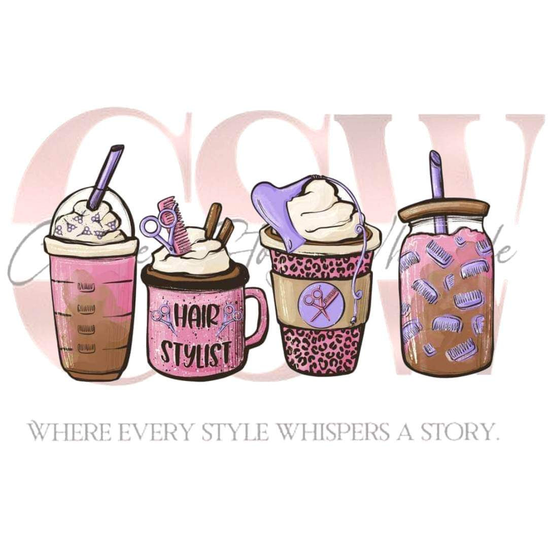 Hair Stylist Cups, Heat Transfers