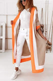 Colorblock Longline Cardigan (Orange)