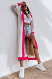 Color Block Longline Cardigan (Hot Pink)