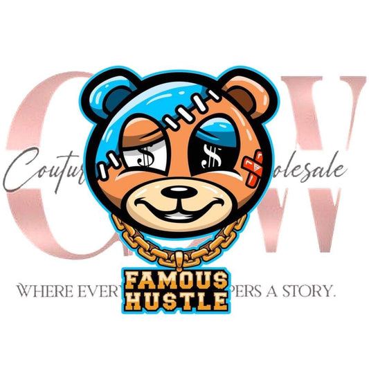 Blue/Brown Hustle Bear, Heat Transfers