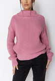 Pink Roll Neck Knit Sweater