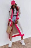 Color Block Longline Cardigan (Hot Pink)