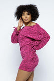 Fushia Brushed Long Sleeve Mini Dress