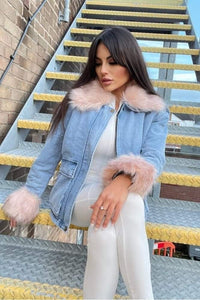 Faux Fur Lined Denim Jacket